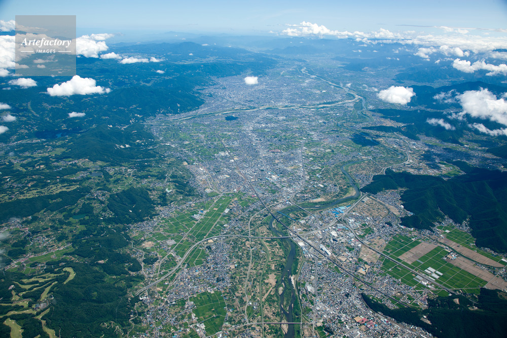 長野盆地 長野市街地3 500m 千曲市より長野市 長野盆地 長野市街地3 500m 千曲市より長野市