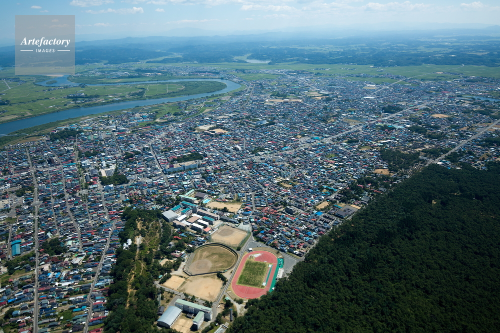 能代駅と能代市街地