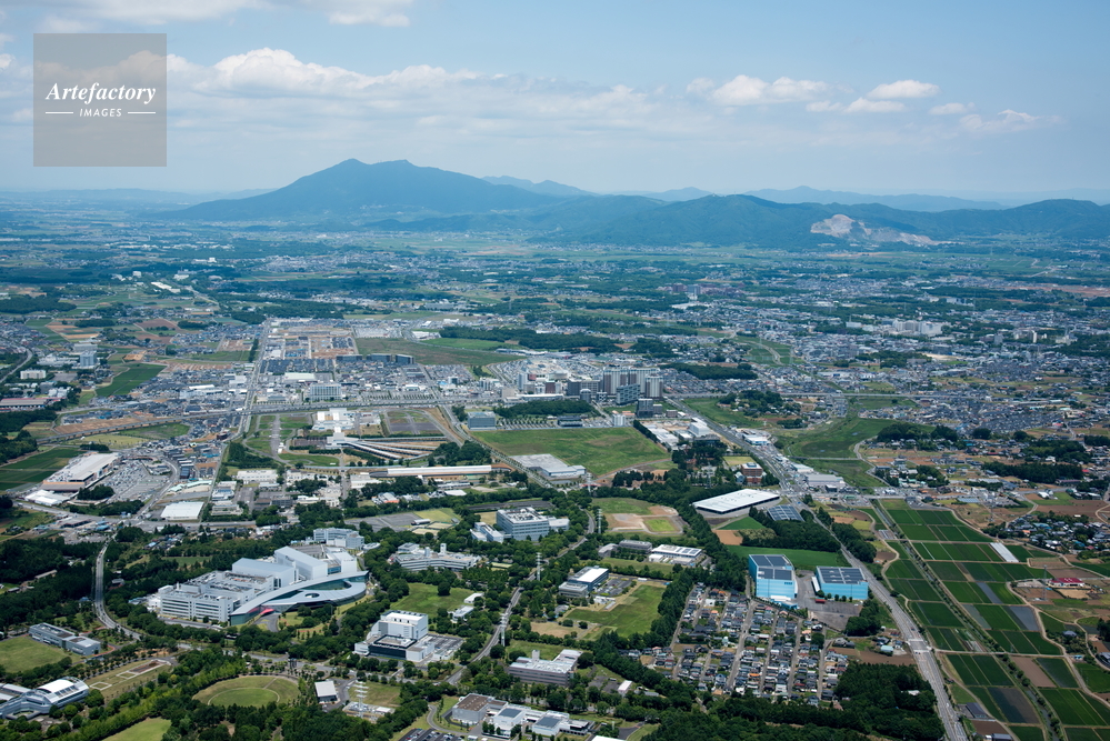 筑波西部工業団地周辺より研究学園駅 筑波研究学園都市 筑波山方面