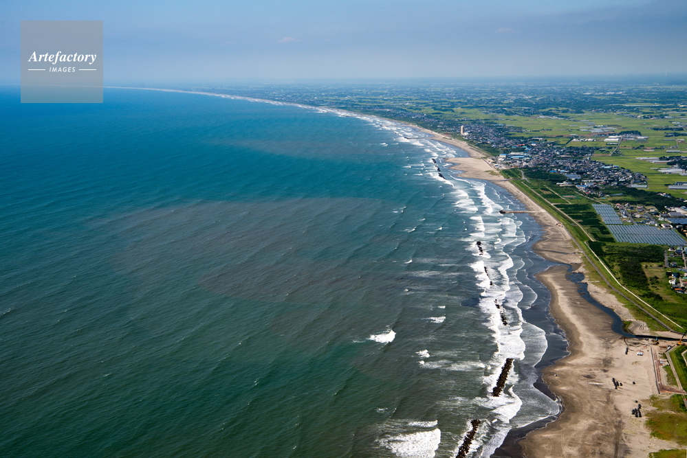 九十九里浜 堀川浜海水浴場より一宮方面 最北端より南方面