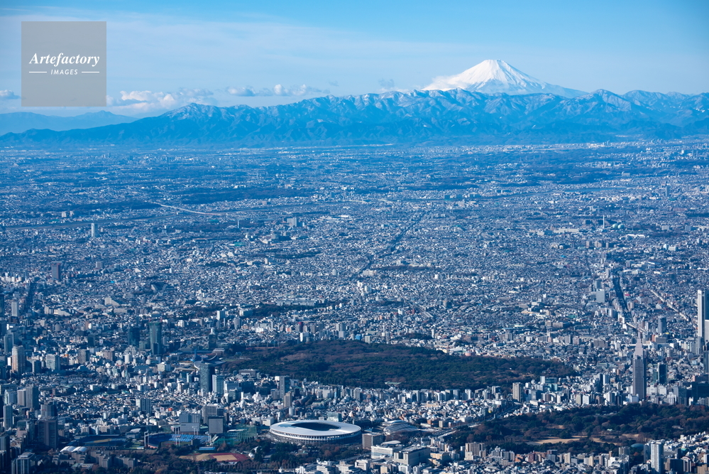 国立競技場周辺より富士山 望遠レンズ使用