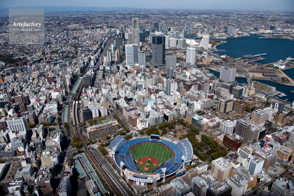 横浜スタジアム周辺よりみなとみらい地区と横浜駅方面 横浜スタジアム周辺よりみなとみらい地区と横浜駅方面