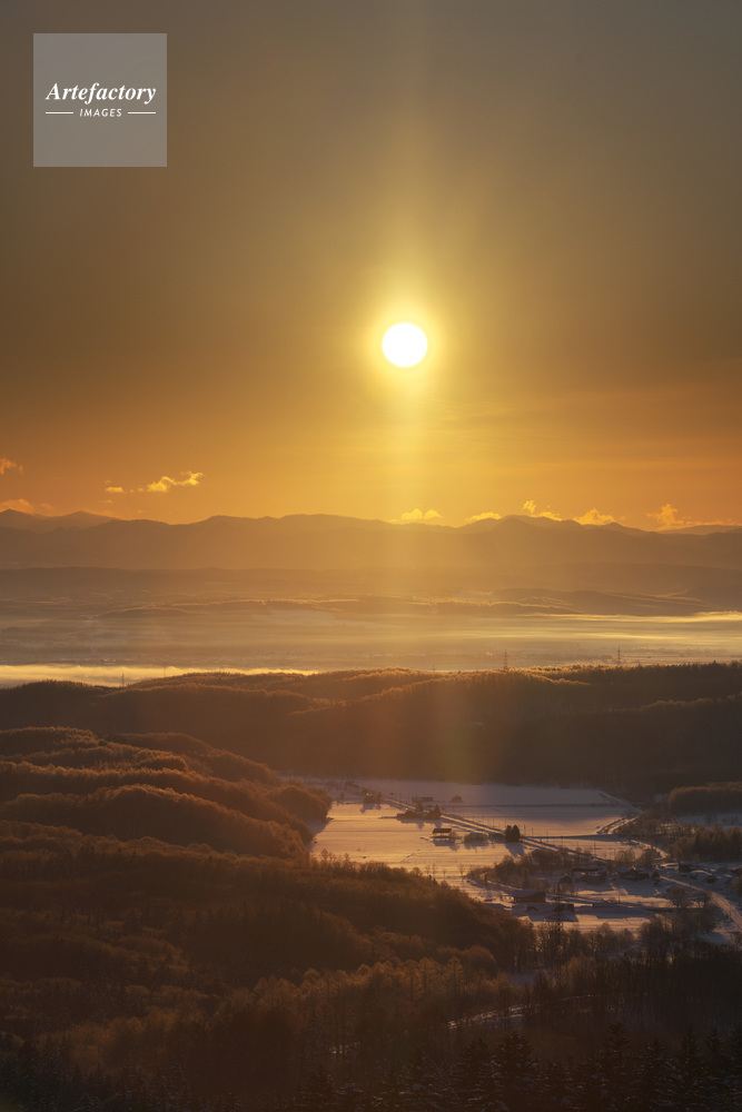 名寄峠の日の出と樹氷