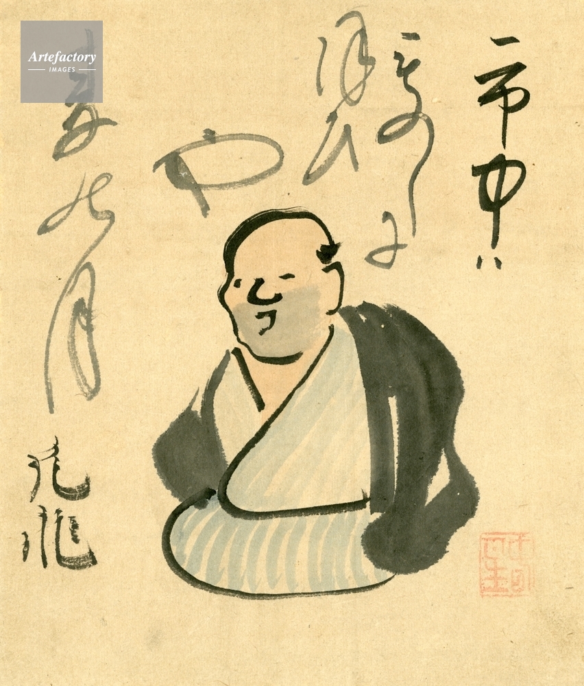 完売 模写】//与謝蕪村/団扇画句/布袋屋掛軸HI-920 （模写/与謝 絵画